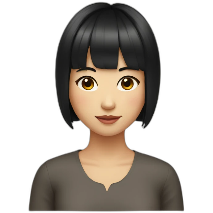 A Chinese girl with short black hair with bangs on her shoulders emoji
