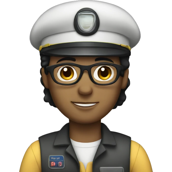 black haired half-bald train driver emoji
