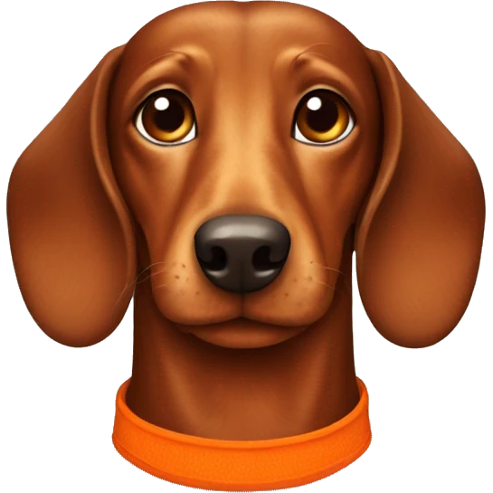 a brown dachshund with a orange collar emoji