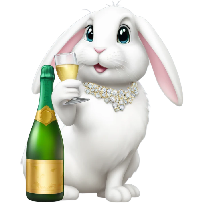white female bunny wearing diamonds drinking champagne  emoji