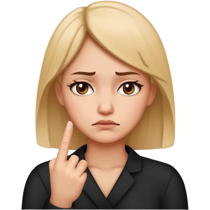 Woman with a middle finger that’s sad emoji