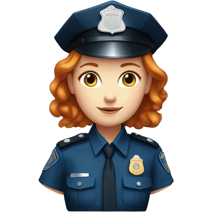 face of ginger girl police officer teen cute blue uniform  policia badge emoji