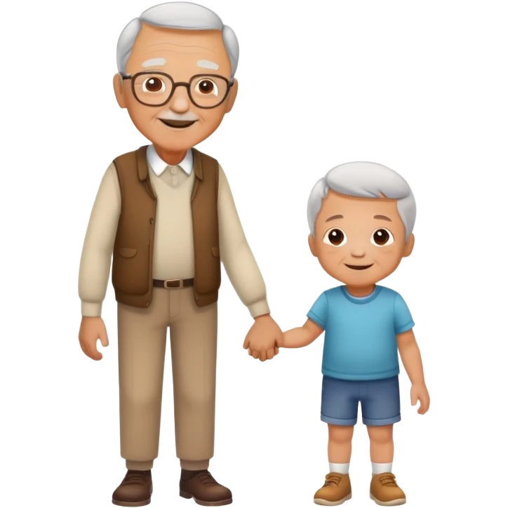grandpa holding hands with a small child, cheerful and caring emoji