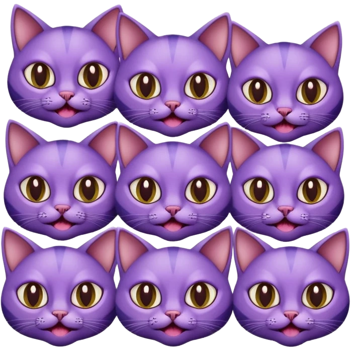 A bunch of purple cats with huge eyes smelly lines and their massive brown tongues out emoji