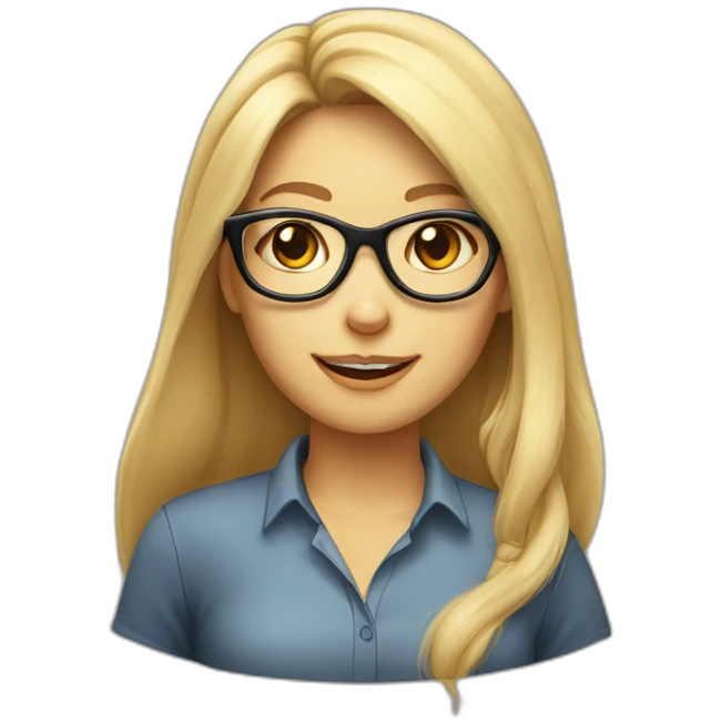 Long Blonde hair female  cat with round glasses emoji