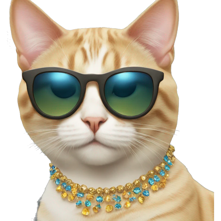 birthday cat with cool earrings and sunglasses emoji