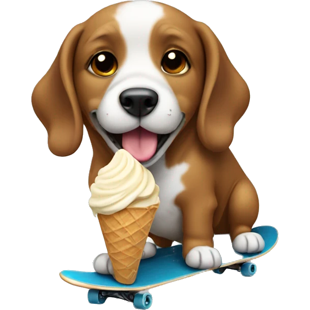 dog with ice cream on the skate  emoji
