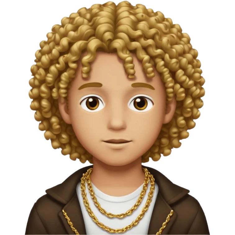 curly hair rich cool boy emoji, with gold chain emoji
