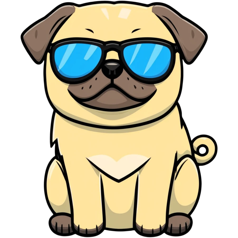 Pug with sun glassws emoji