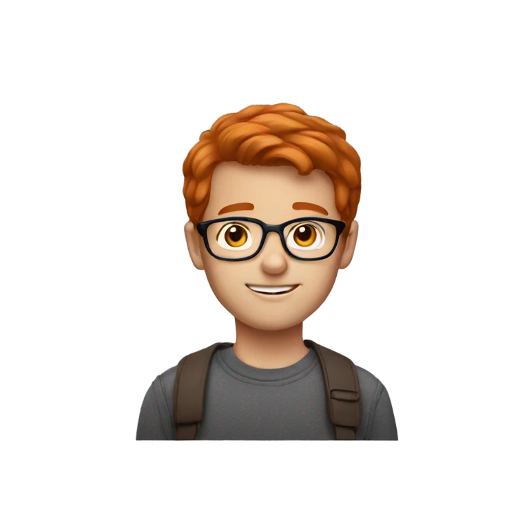 A redhead boy with brown glasses emoji