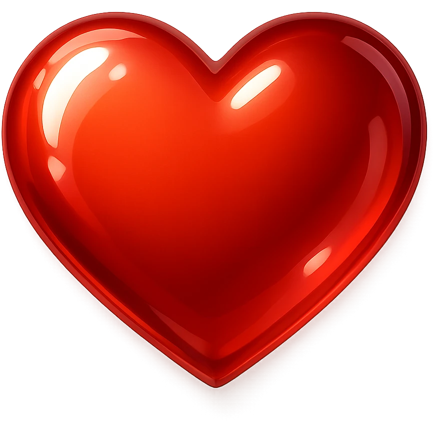 heart icon with a glassy effect, digital illustration emoji