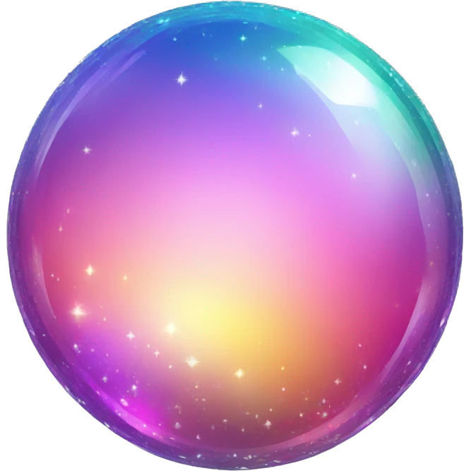 Sparkly iridescent rainbow-gradient crystal orb sphere emoji