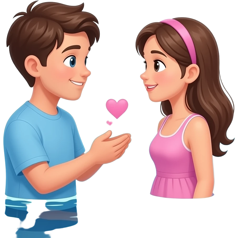 Boy proposing to a girl in the middle of the 🌊 emoji