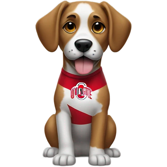 Dog wearing Ohio State jersey emoji