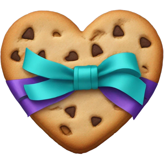 Heart cookie with teal purple support ribbon emoji