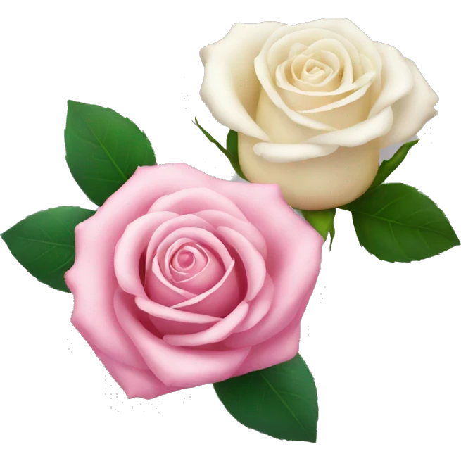 Pink rose and a white rose emoji