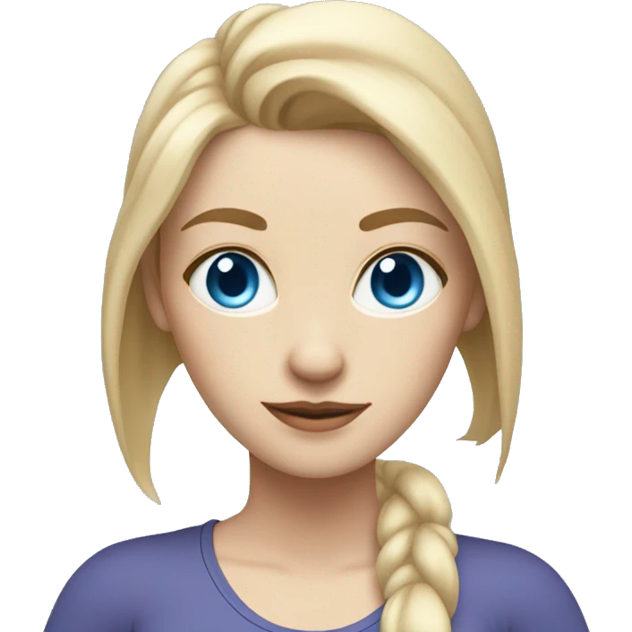 white woman with long blonde hair, blue eyes and cat shaped eyes wearing a yoga outfit standing  emoji