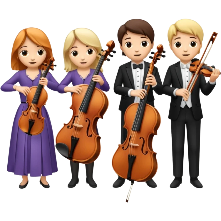quartet of violin, flute, viola, and cello emoji