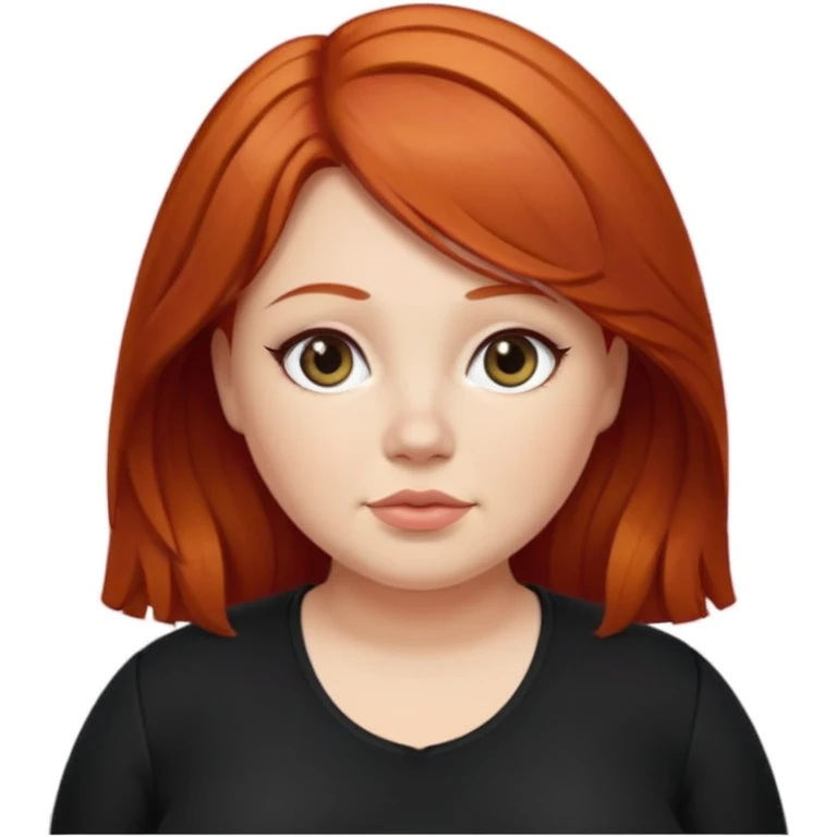 Mujer pelirroja medianamente gordita con el cabello un poco ondulado y lacio, con ropa negra emoji
