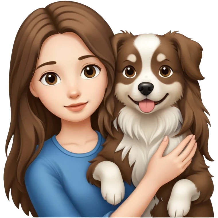 Black long-haired girl holding an Alaskan dog emoji