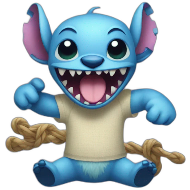 Stitch handing a monster emoji