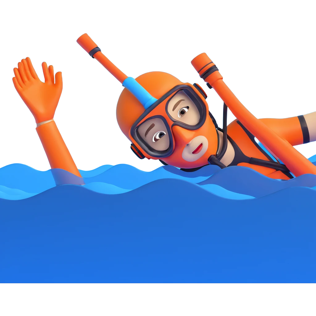 person snorkeling with mask and snorkel in blue water emoji