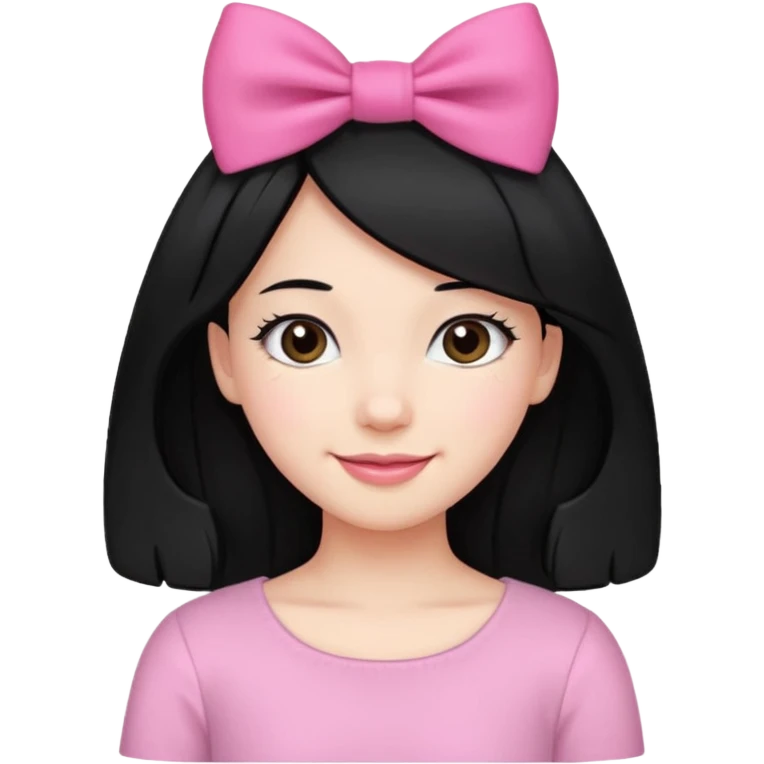 Girl with black hair and pink bow in her side of her hair emoji