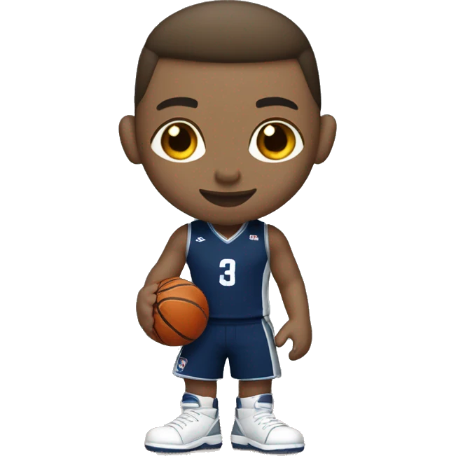 basketball player (light skin) in dark blue and silver uniform emoji