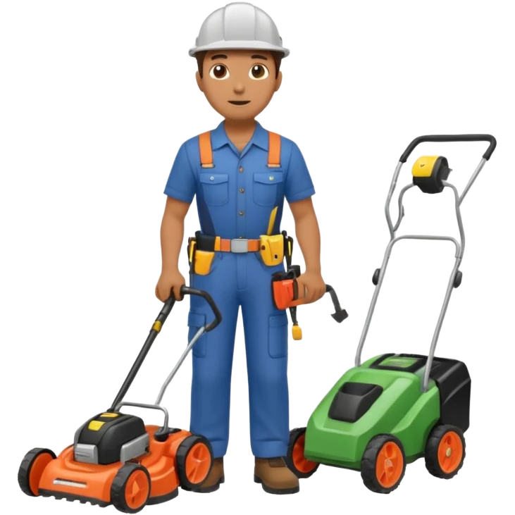 Maintenance worker
with lawnmower, full body emoji