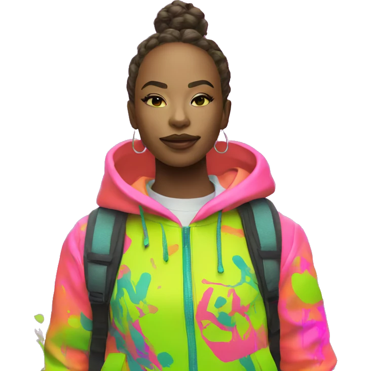 Person wearing neon graffiti clothes emoji