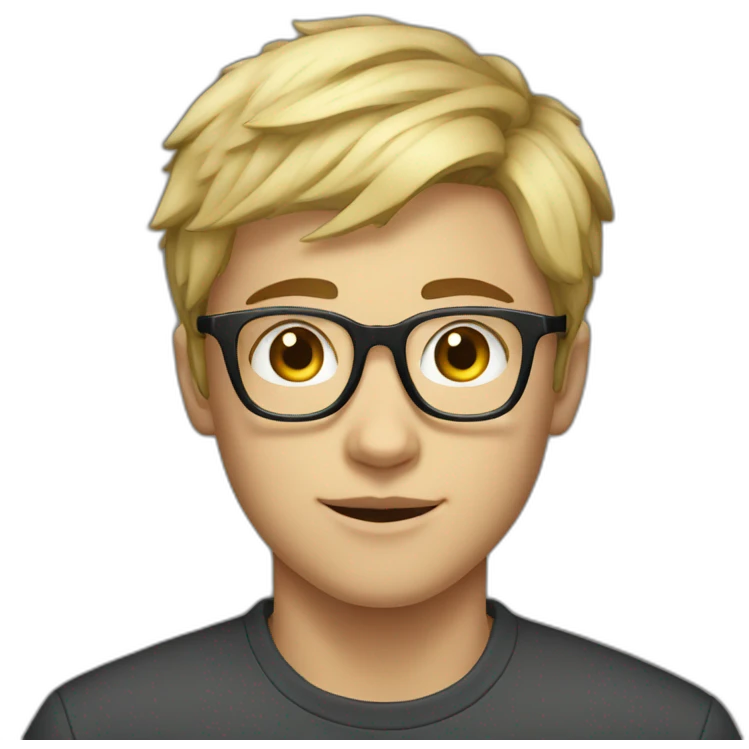 a 17 years old boy with short blonde hair and rectangle glasses  emoji