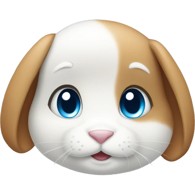 cute caramel and white rabbit with blue eyes  emoji