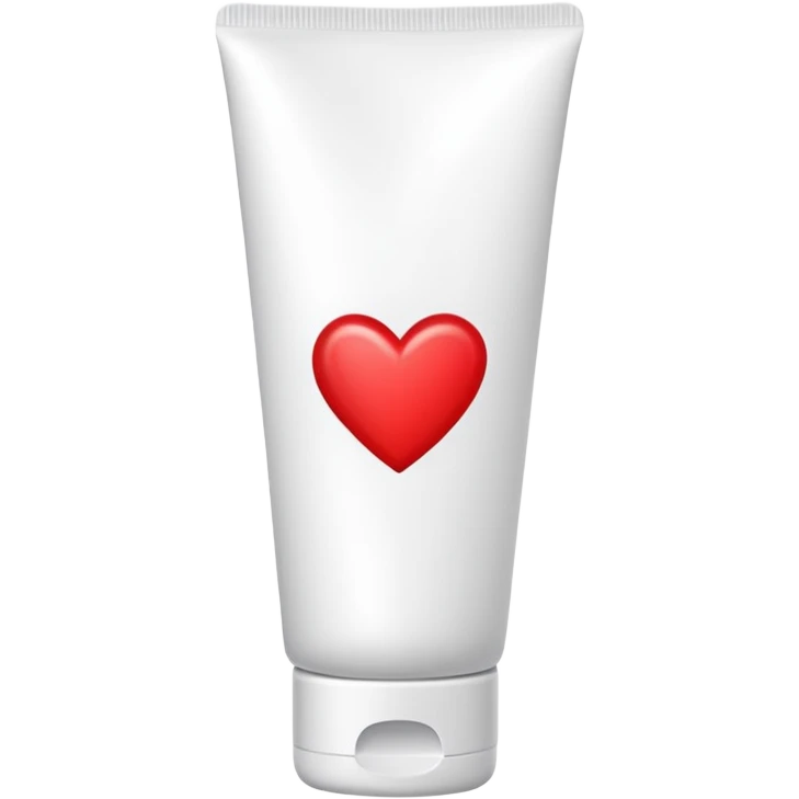 A white cream lotion tube with a red heart label on it emoji