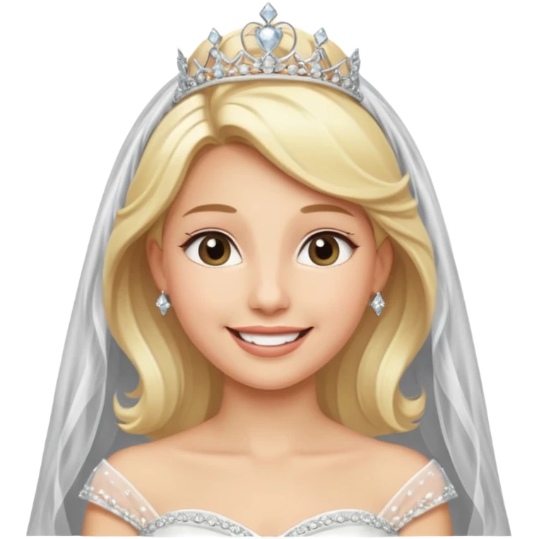 blonde bride silver diamond tiara and veil emoji