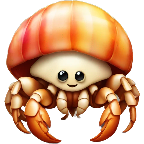 Colorful smiling hermit crab emoji