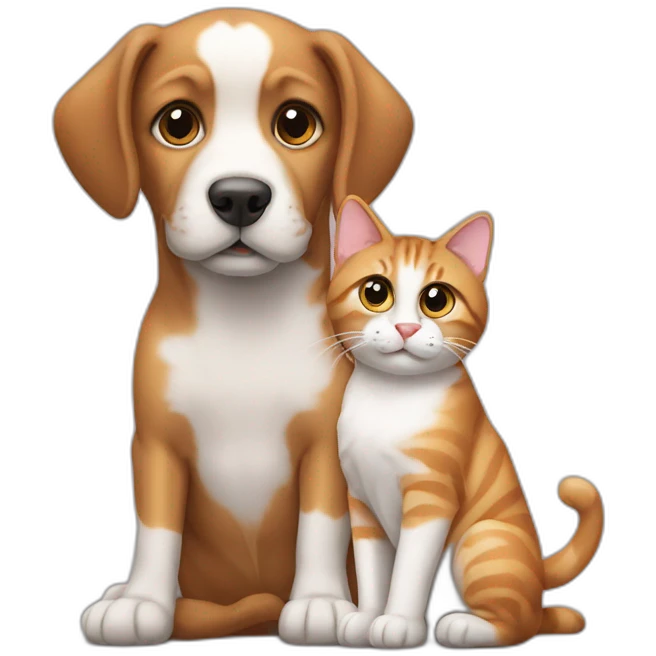 Dog sitting on cat emoji