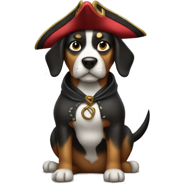 Dog with pointy ears, dressed as pirate emoji