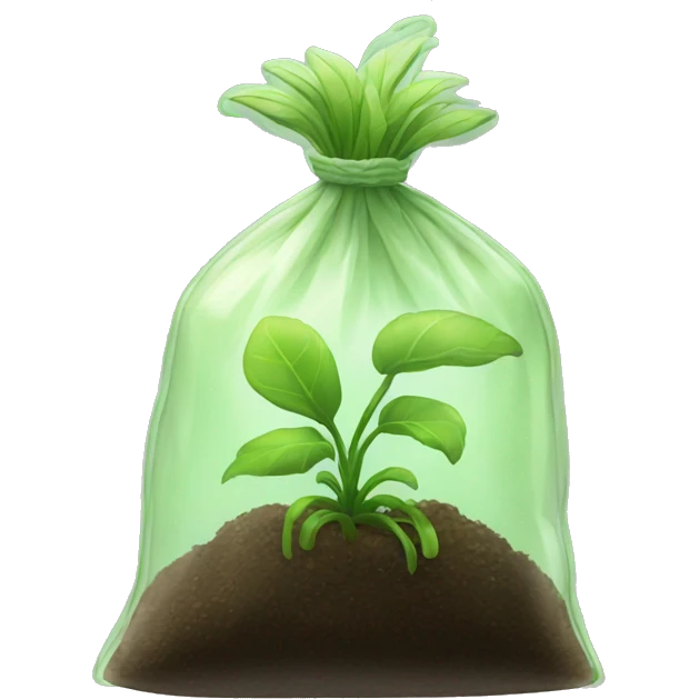 green plant in transparent bag emoji