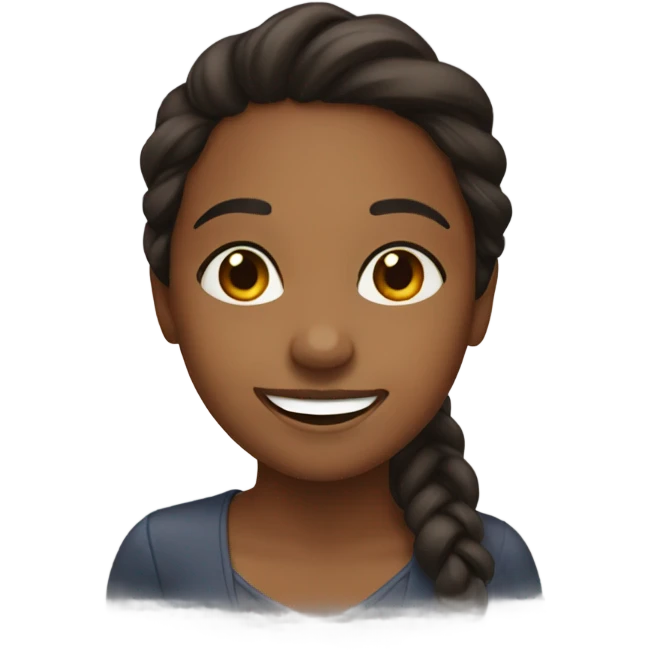 Brown girl with a smile emoji