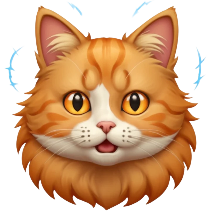 A very cute cat that got shocked from electricity, electric shocks around it emoji