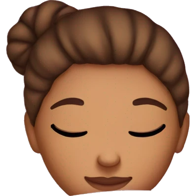 tan girl with brown hair in a bun sleeping with pink blanket emoji