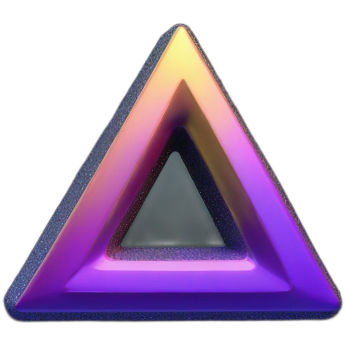 chome letter B in 3d triangle, 3d effect, black background emoji