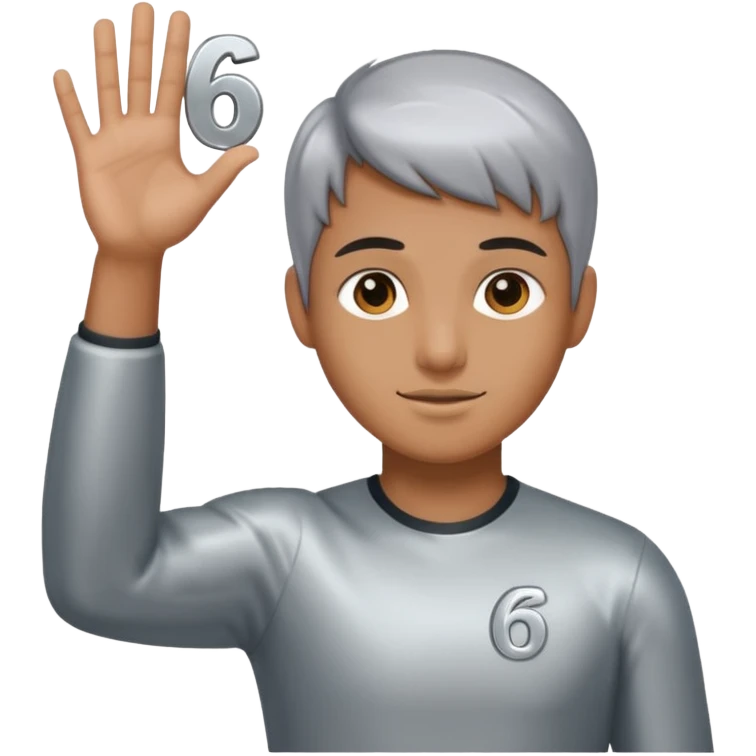 Make a person holding up a 67 emoji