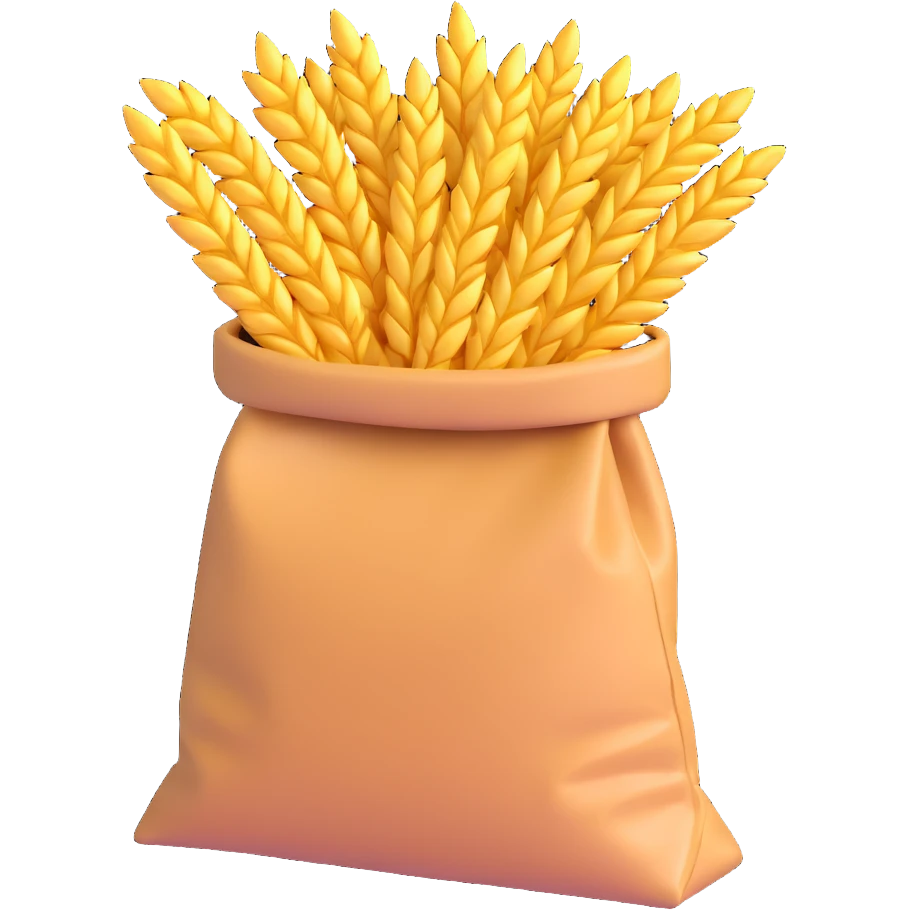 Сгенерируй в стиле детализированного емодзи вот такой мешок пшеницы  emoji