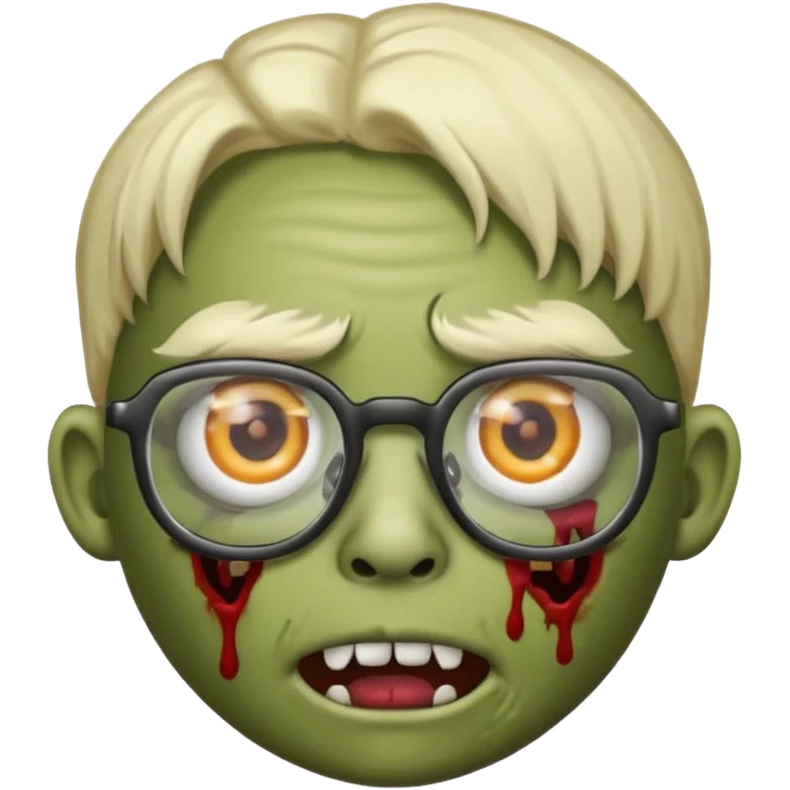 make a zombie emoji with a nose piercing and glasses emoji