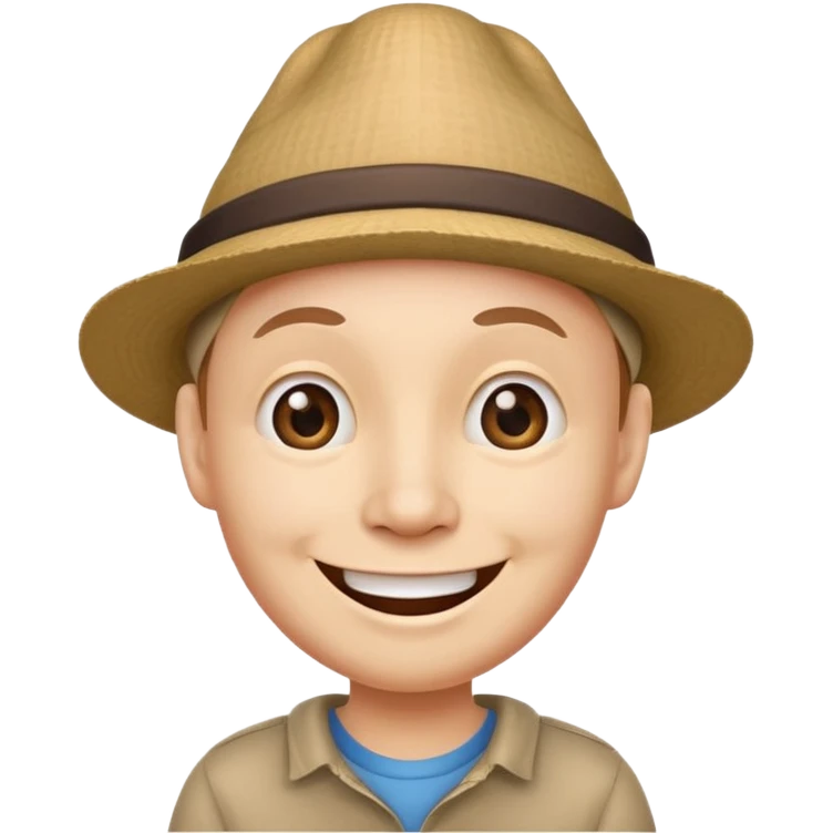 Funny caricature style cartoon, big head small body emoji