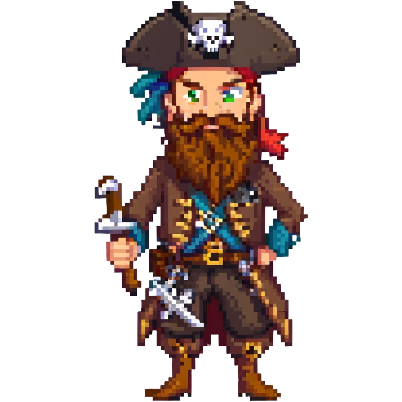 A pirate with a long beard, detailed emoji