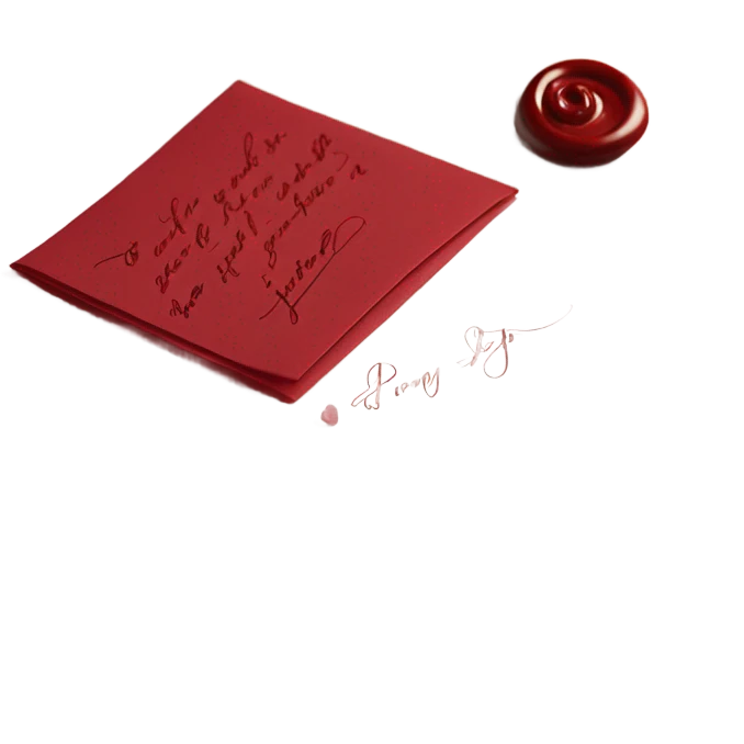 Hand written red love letter with envelope  emoji