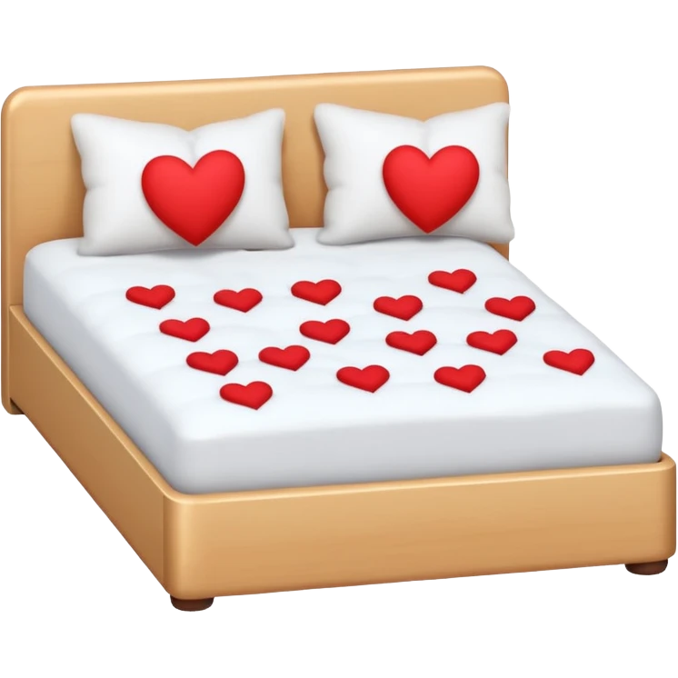 fully white bed with hearts emoji