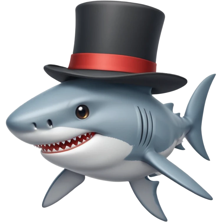 Shark with a top hat emoji